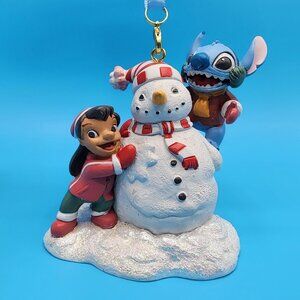 Disney Lilo and Stitch With Snowman Sketchbook Christmas Ornament NEW